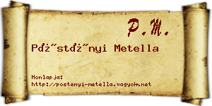 Pöstényi Metella névjegykártya